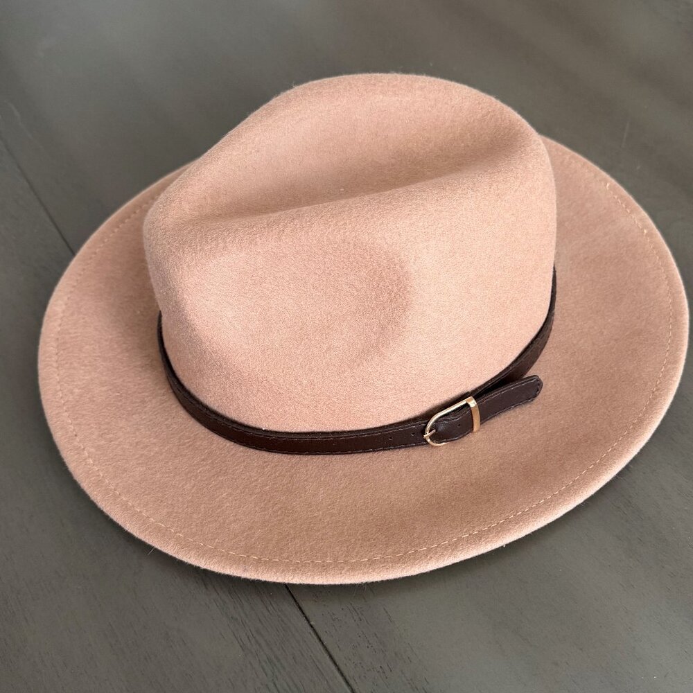 Women Light Brown Wool Fedora
